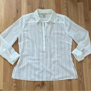 Banana Republic White Sheer Striped Pullover Blouse Size Large